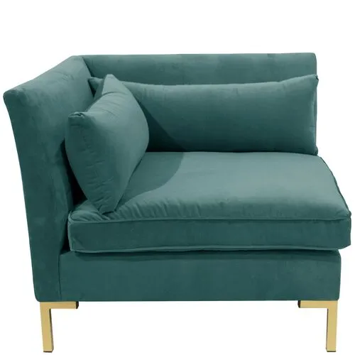 Marceau Velvet Corner Chair - Green