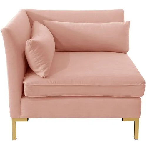 Marceau Linen Corner Chair - Handcrafted - Pink