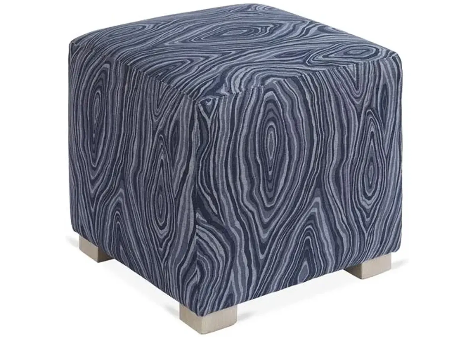 Canto Ottoman - Ink Linen - Miles Talbott - Handcrafted - Blue