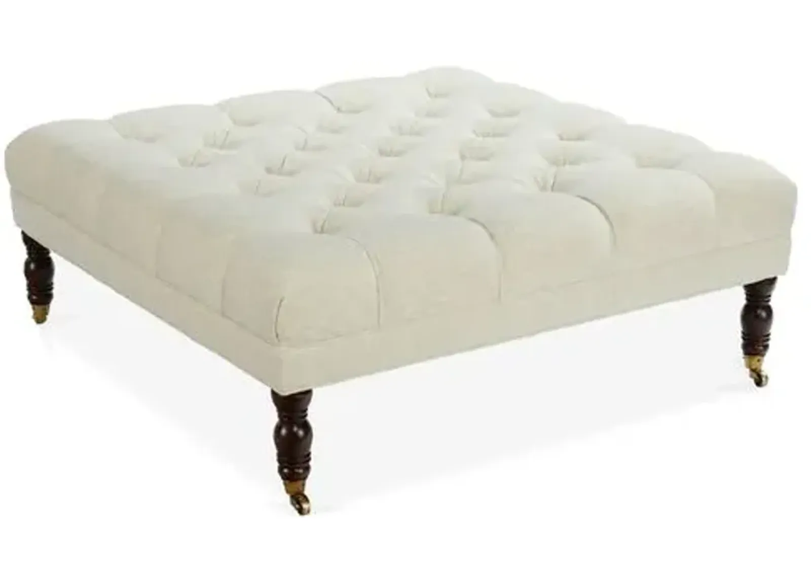 Nash Cocktail Ottoman - Parchment Crypton - Miles Talbott - Handcrafted - Ivory