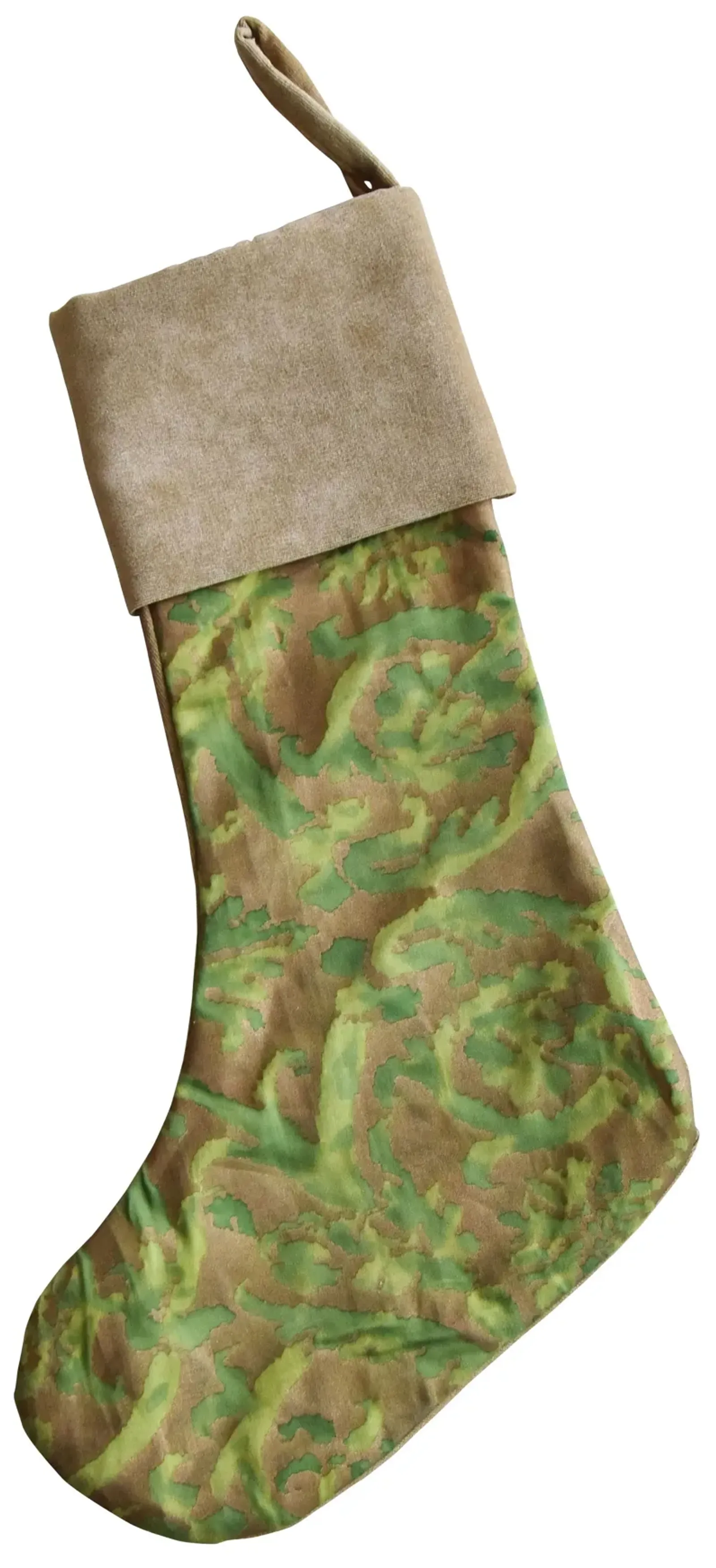 Italian Fortuny Christmas Stocking - Green