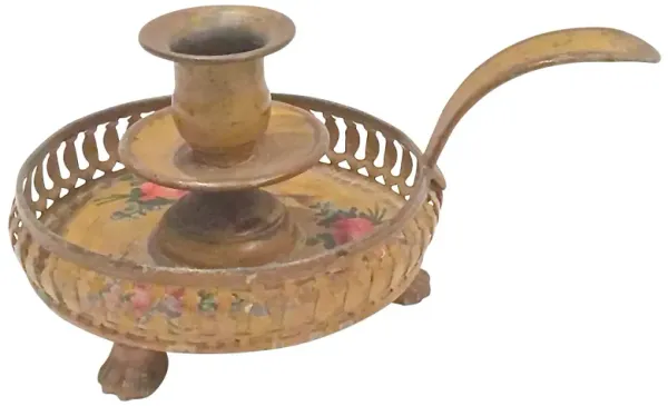 French Floral Tole Candleholder - Vermilion Designs - Yellow