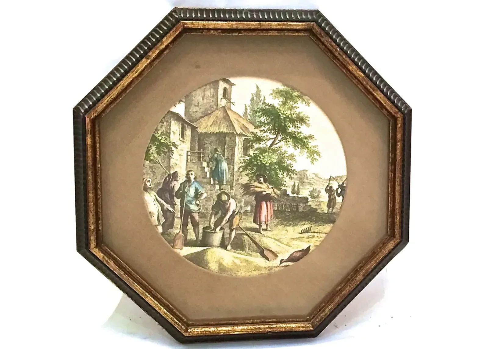 Framed French Countryside Engraving - Vermilion Designs - Green