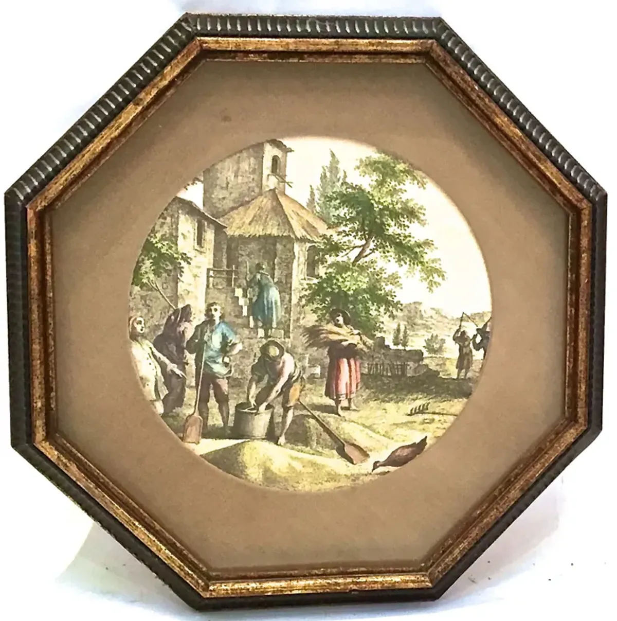 Framed French Countryside Engraving - Vermilion Designs - Green