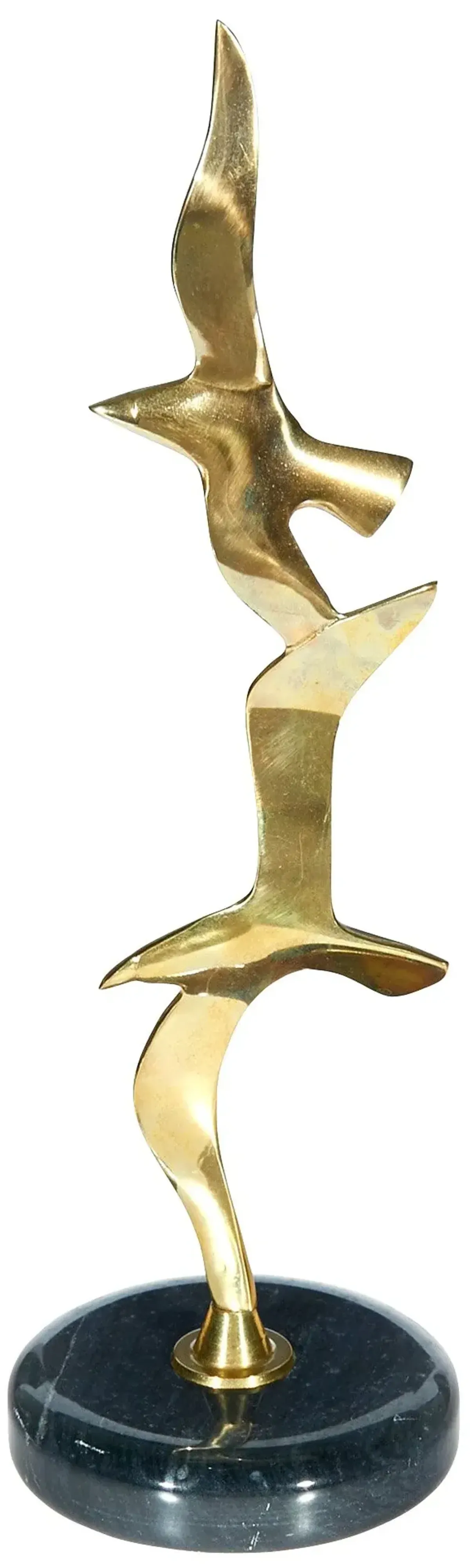 Brass & Marble Seagull Figurine - 2-b-Modern - White