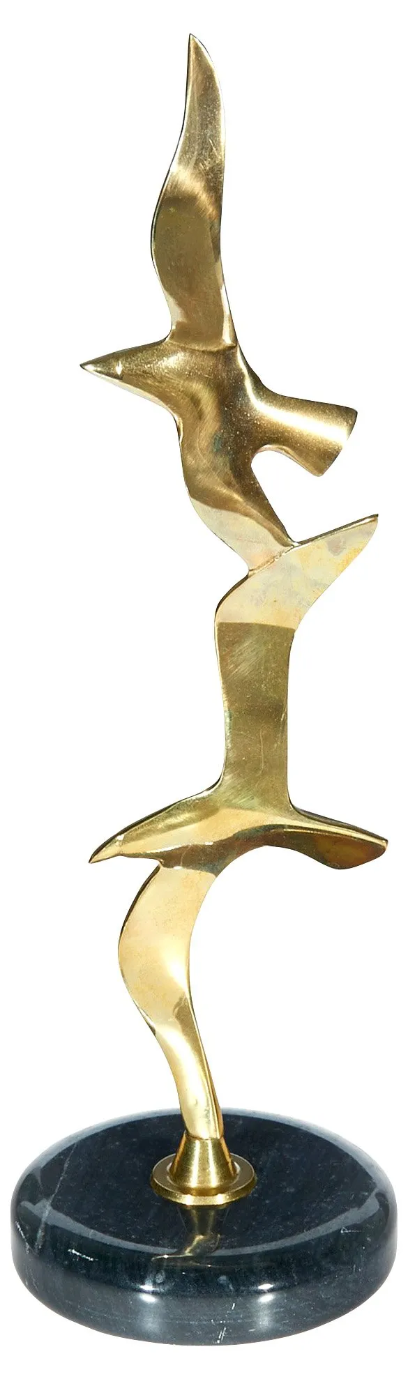 Brass & Marble Seagull Figurine - 2-b-Modern - White