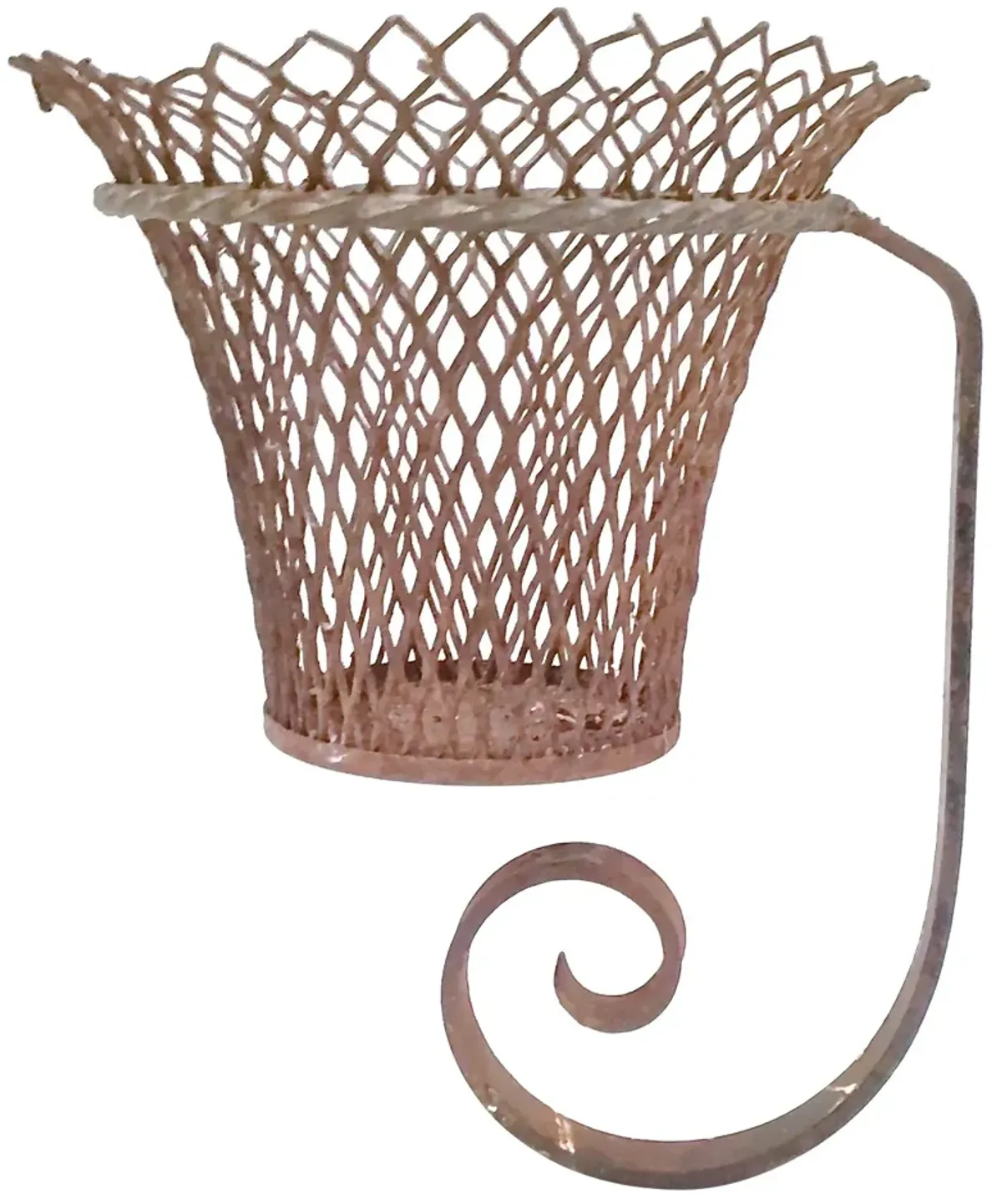 Antique French Wire Wall-Mount Cachepot - Vermilion Designs - Brown