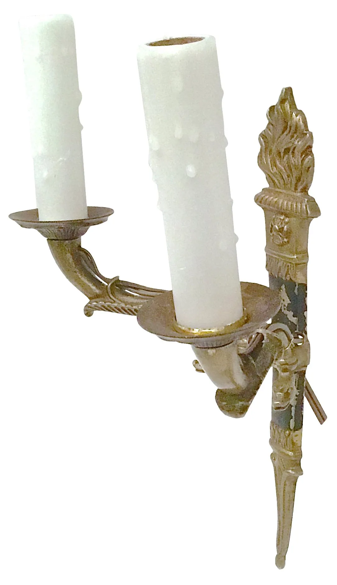 French Empire Torch & Swan Sconces - Set of 2 - Vermilion Designs - gold