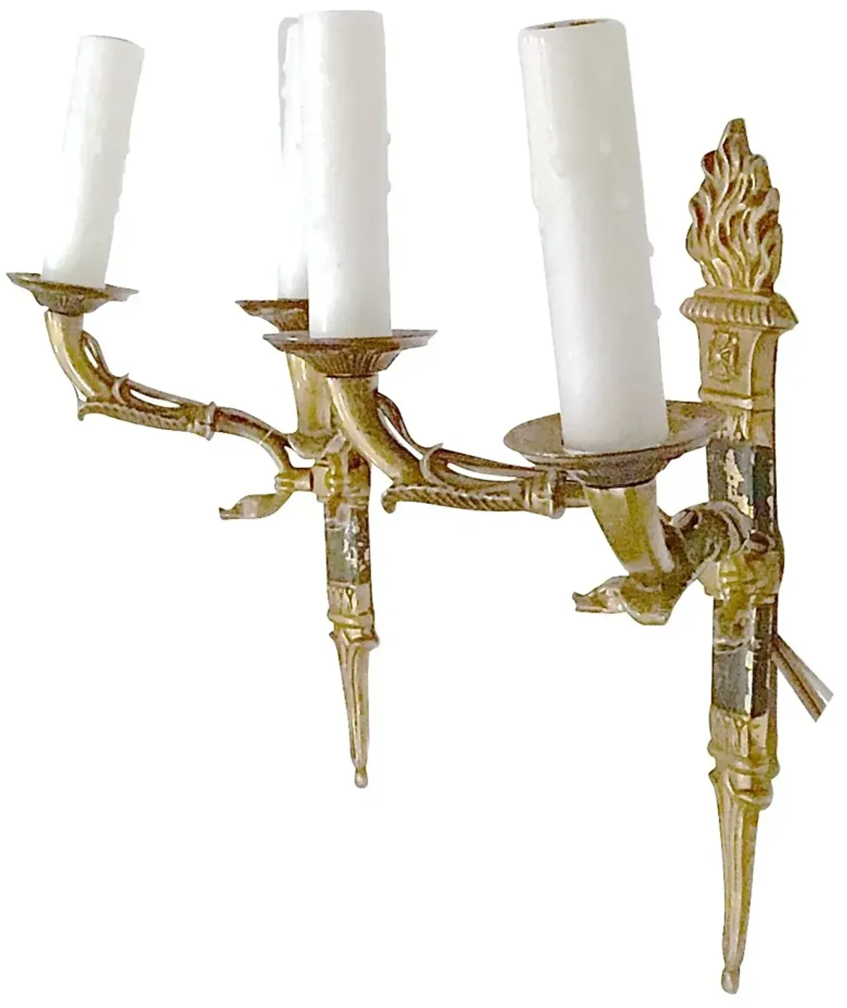 French Empire Torch & Swan Sconces - Set of 2 - Vermilion Designs - Gold