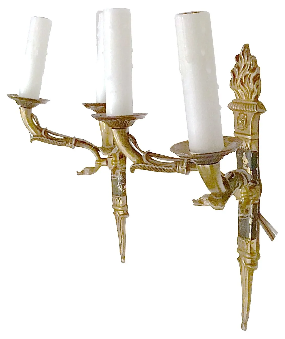 French Empire Torch & Swan Sconces - Set of 2 - Vermilion Designs - gold