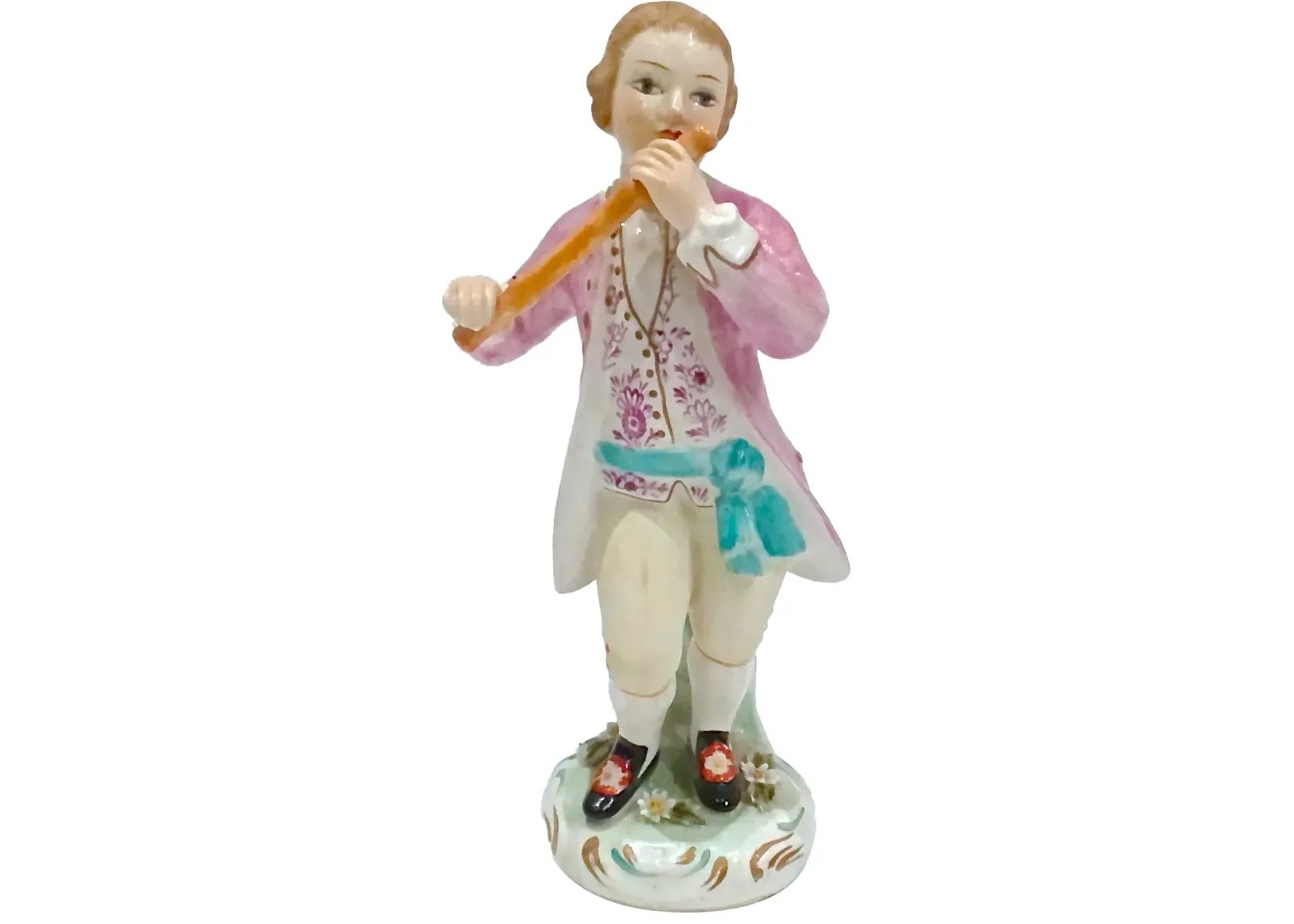 Italian Hand-Painted Flutist Figurine - Vermilion Designs - Pink