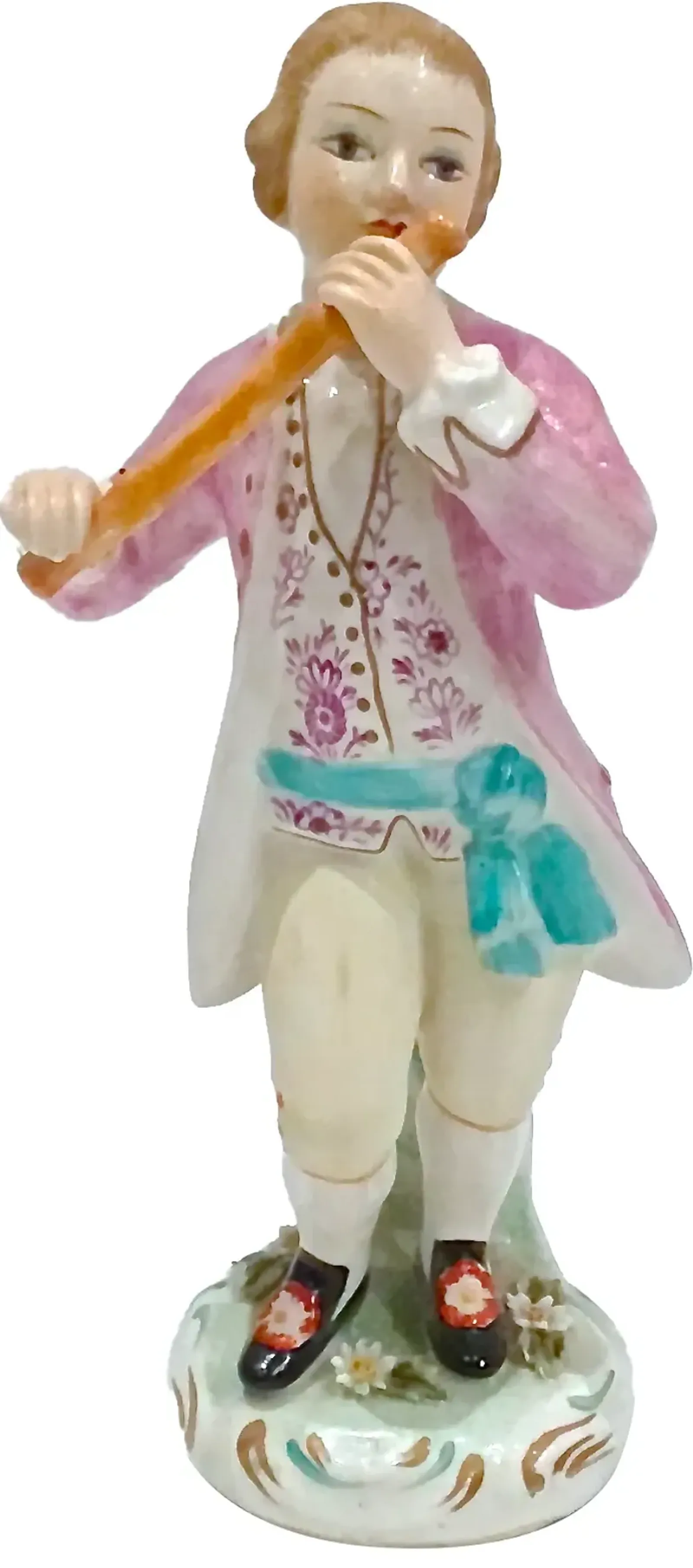 Italian Hand-Painted Flutist Figurine - Vermilion Designs - Pink