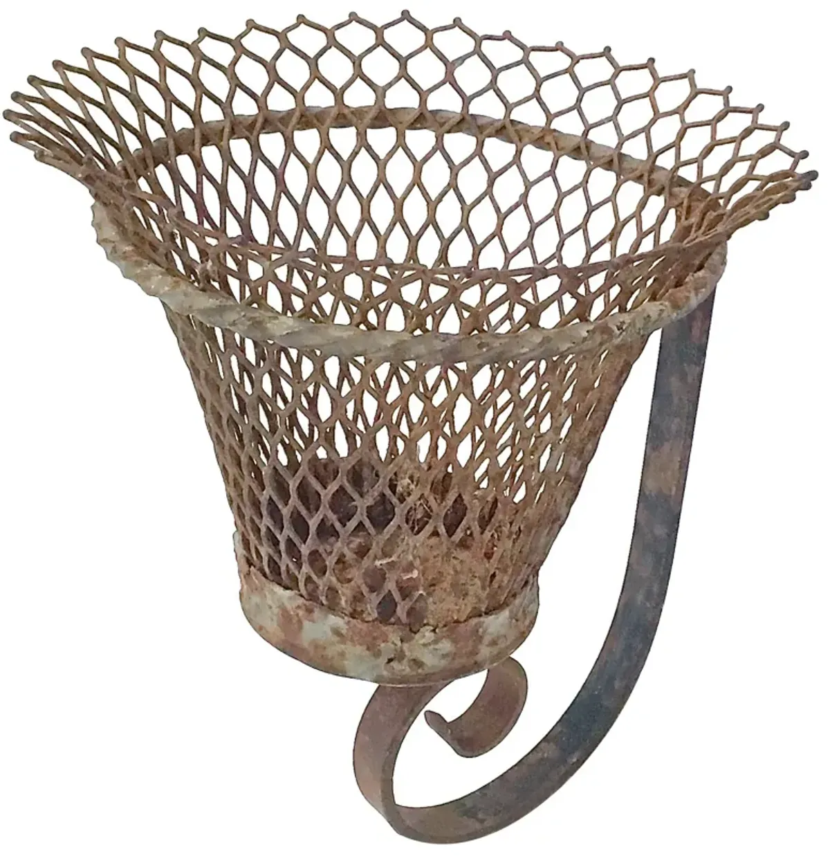 Antique French Wire Wall-Mount Cachepot - Vermilion Designs - Brown