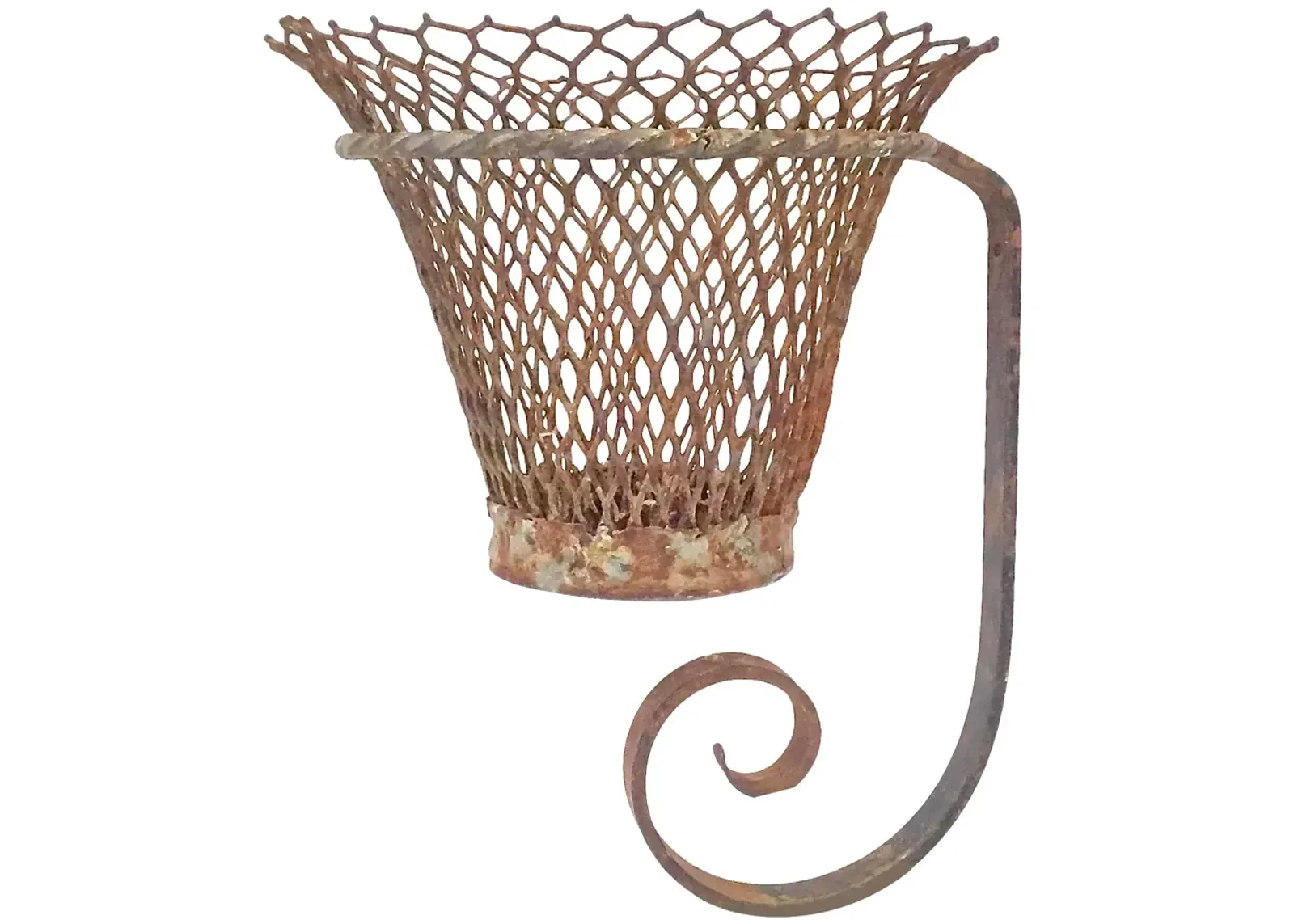 Antique French Wire Wall-Mount Cachepot - Vermilion Designs - Brown