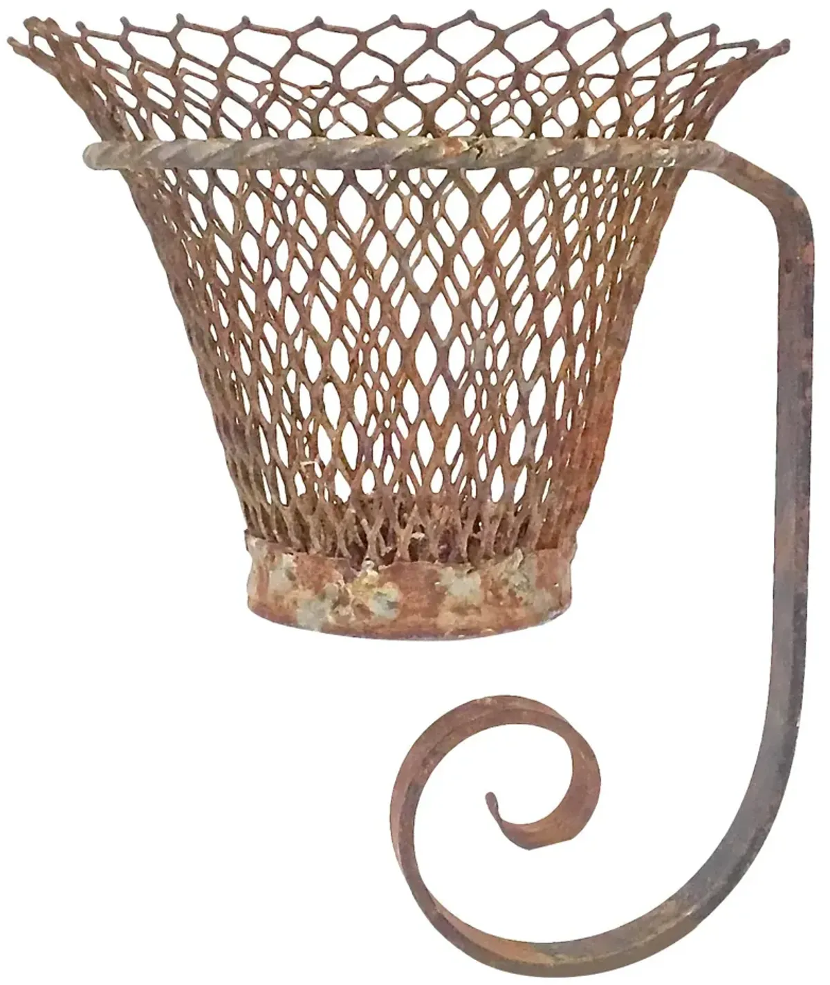 Antique French Wire Wall-Mount Cachepot - Vermilion Designs - Brown