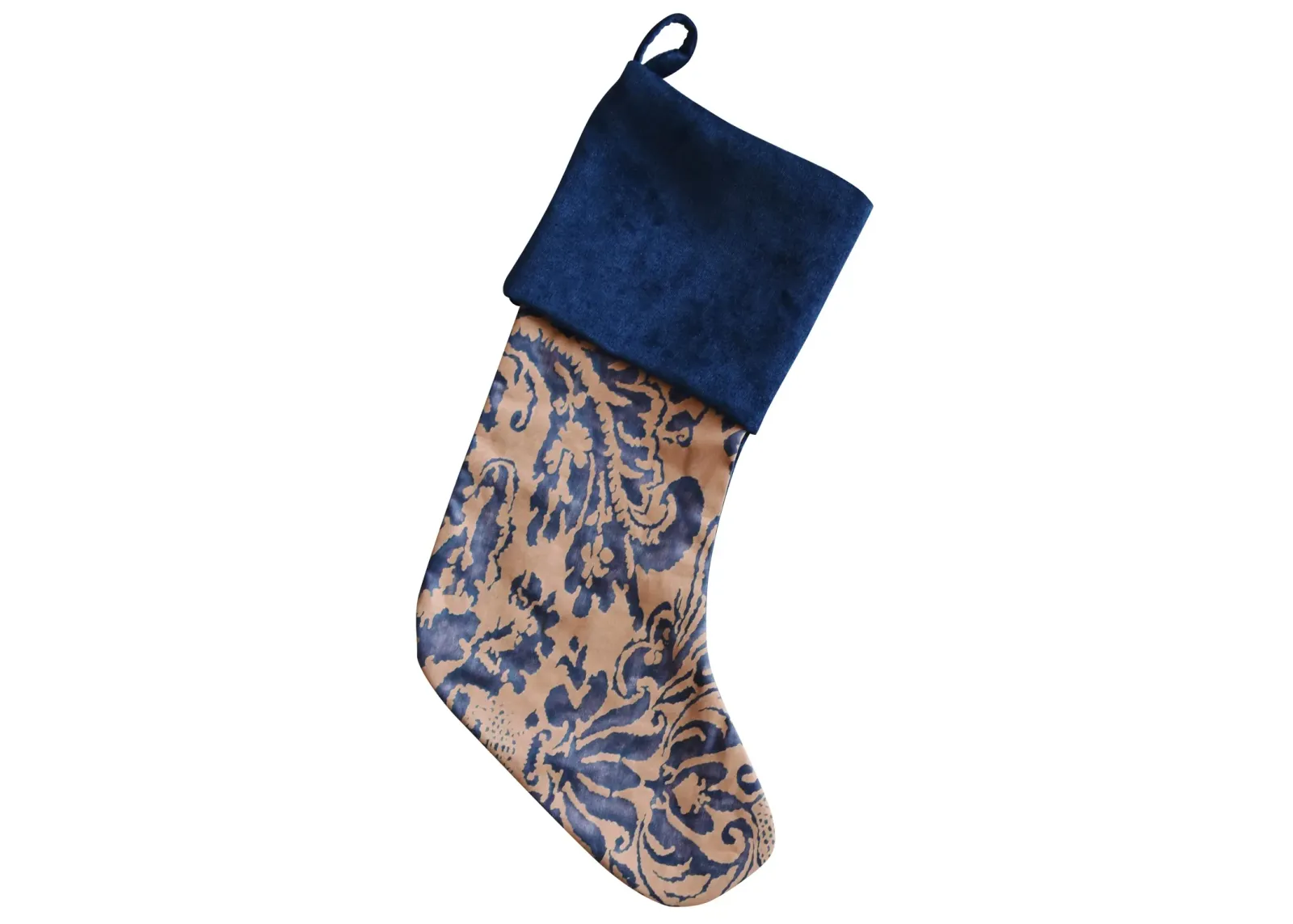 Italian Fortuny Christmas Stocking - Blue