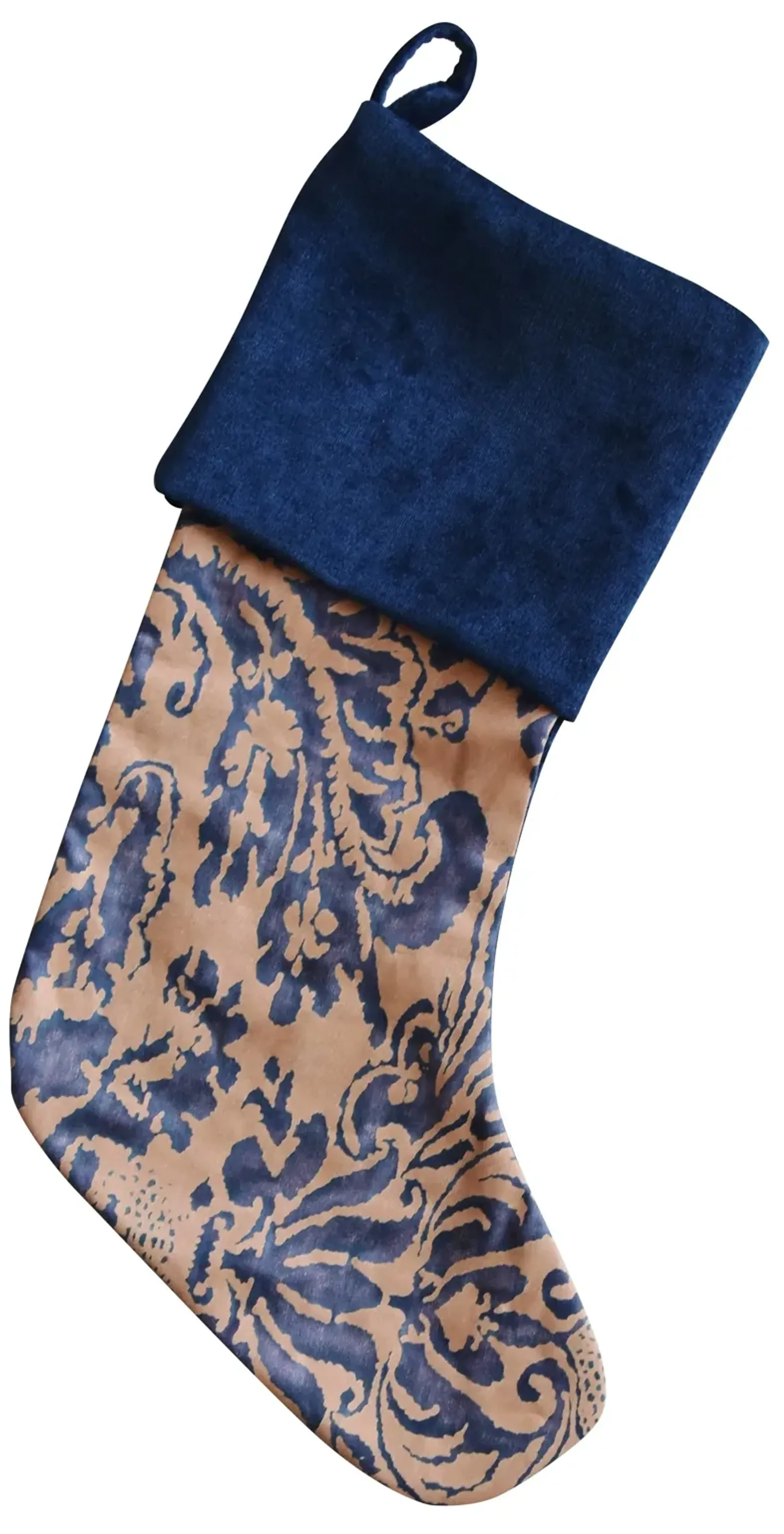 Italian Fortuny Christmas Stocking - Blue