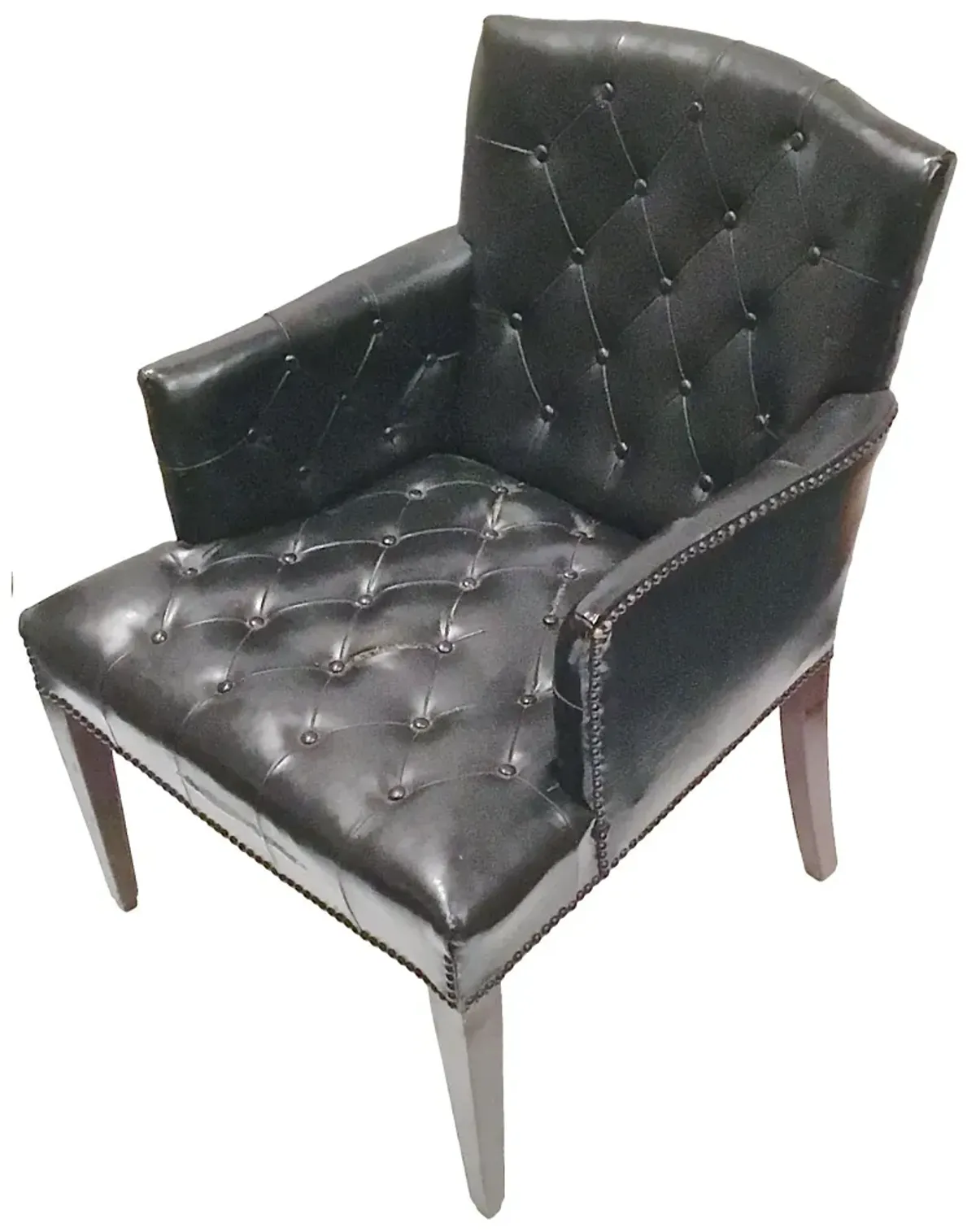 Tufted Leather Bergère - Vermilion Designs - Black