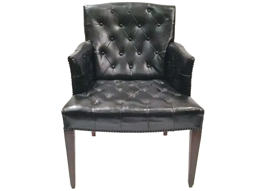 Tufted Leather Bergère - Vermilion Designs - Black