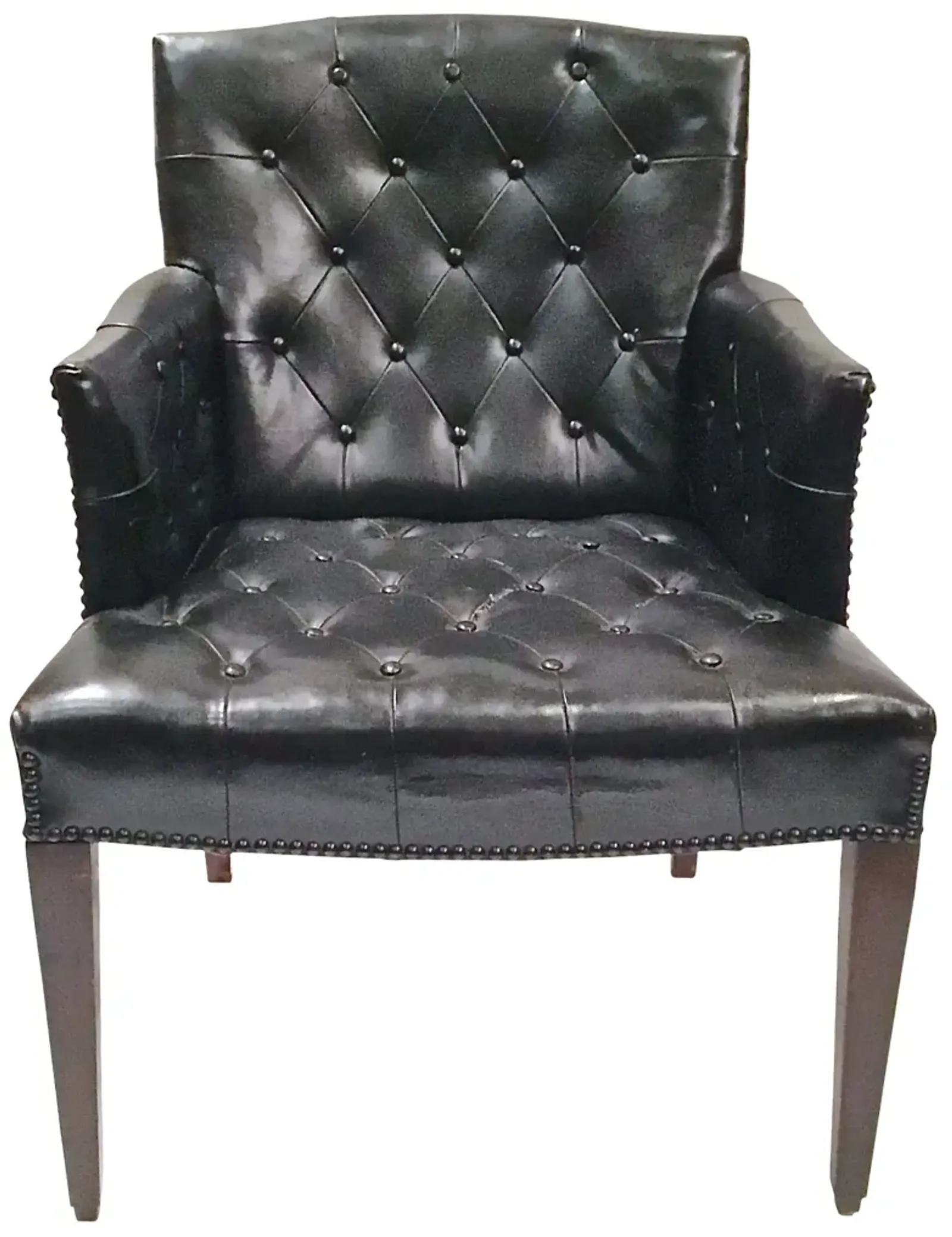 Tufted Leather Bergère - Vermilion Designs - Black