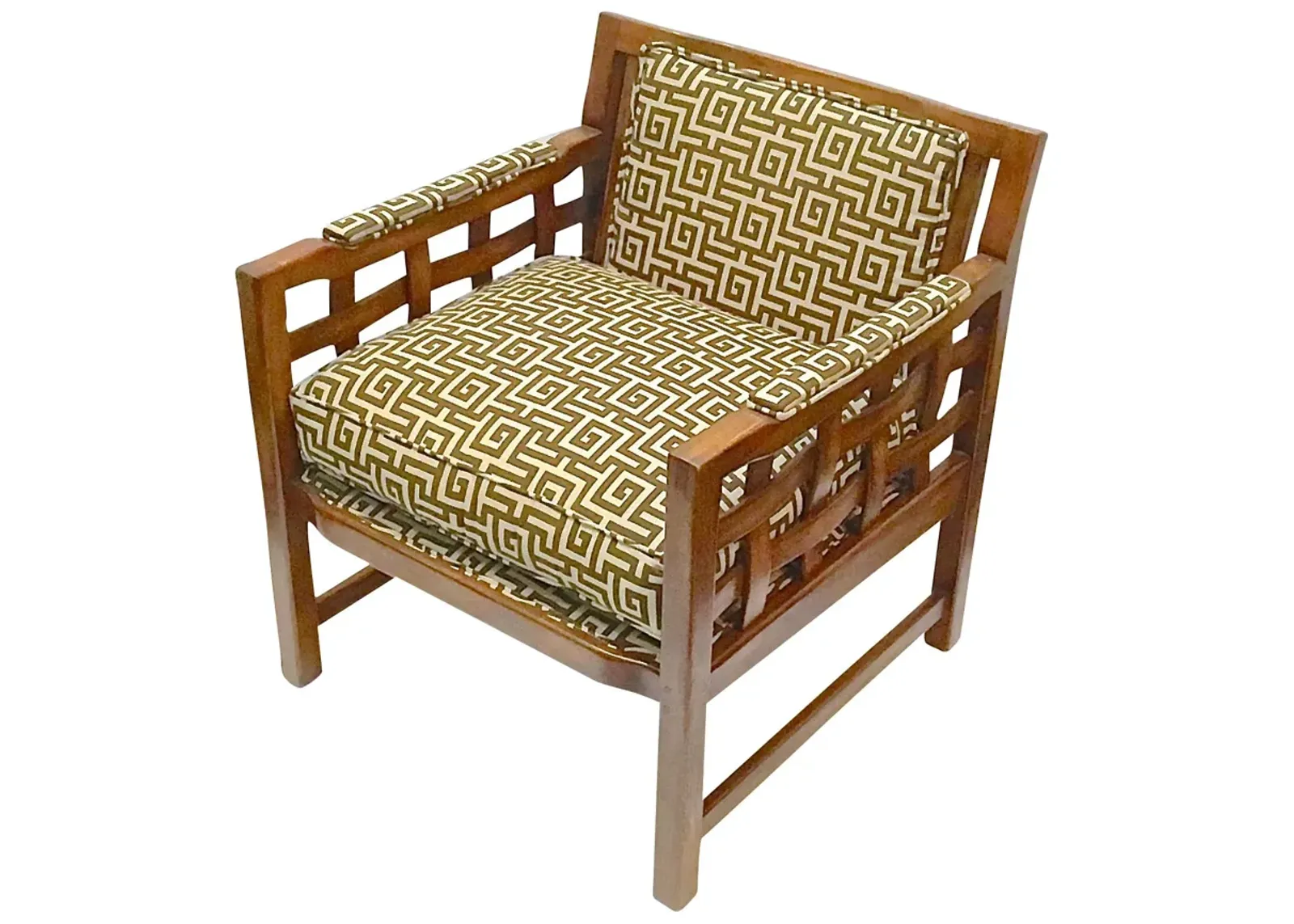 1960s Greek Key Club Chair - Vermilion Designs