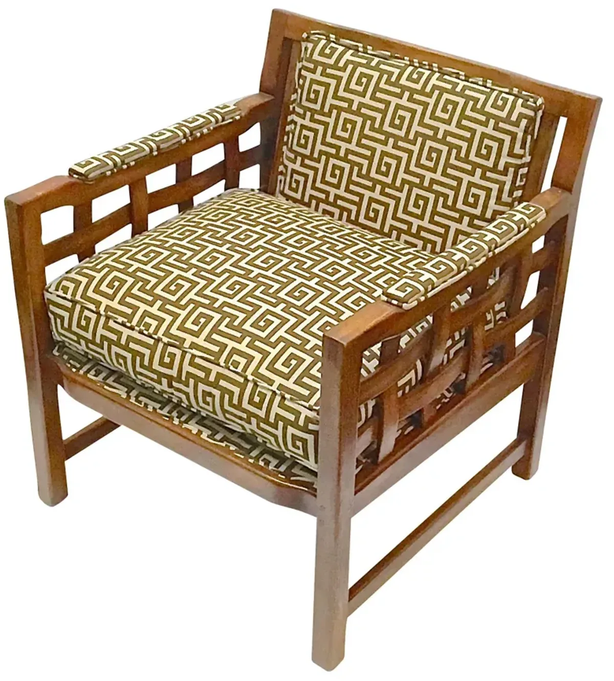 1960s Greek Key Club Chair - Vermilion Designs