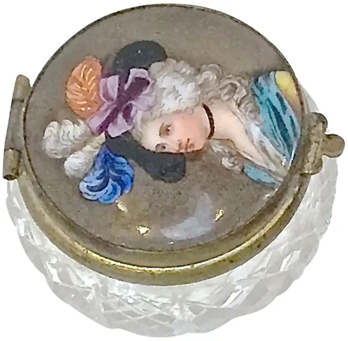 18th-C. Porcelain & Crystal Pill Box - Vermilion Designs - Clear