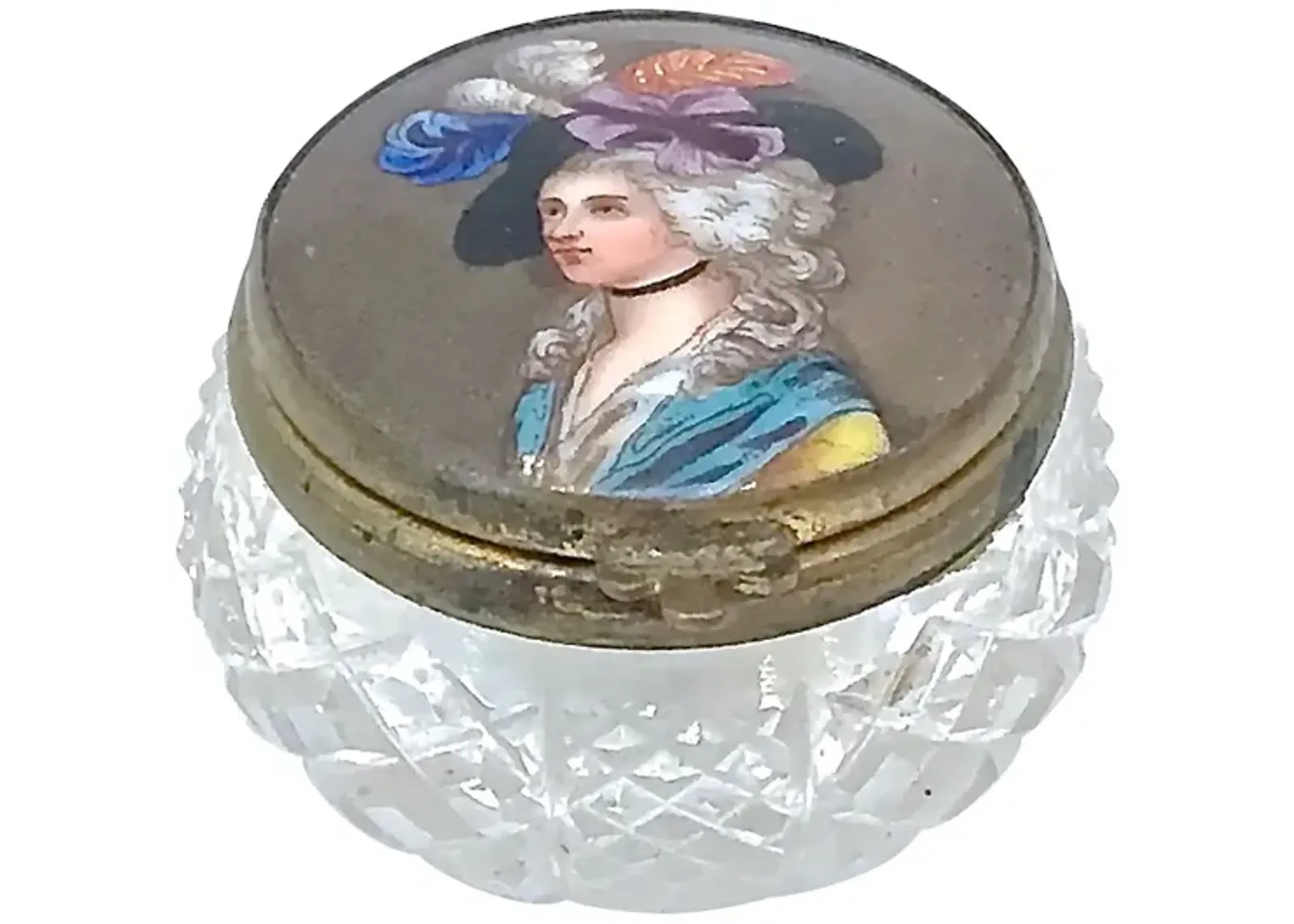 18th-C. Porcelain & Crystal Pill Box - Vermilion Designs - Clear