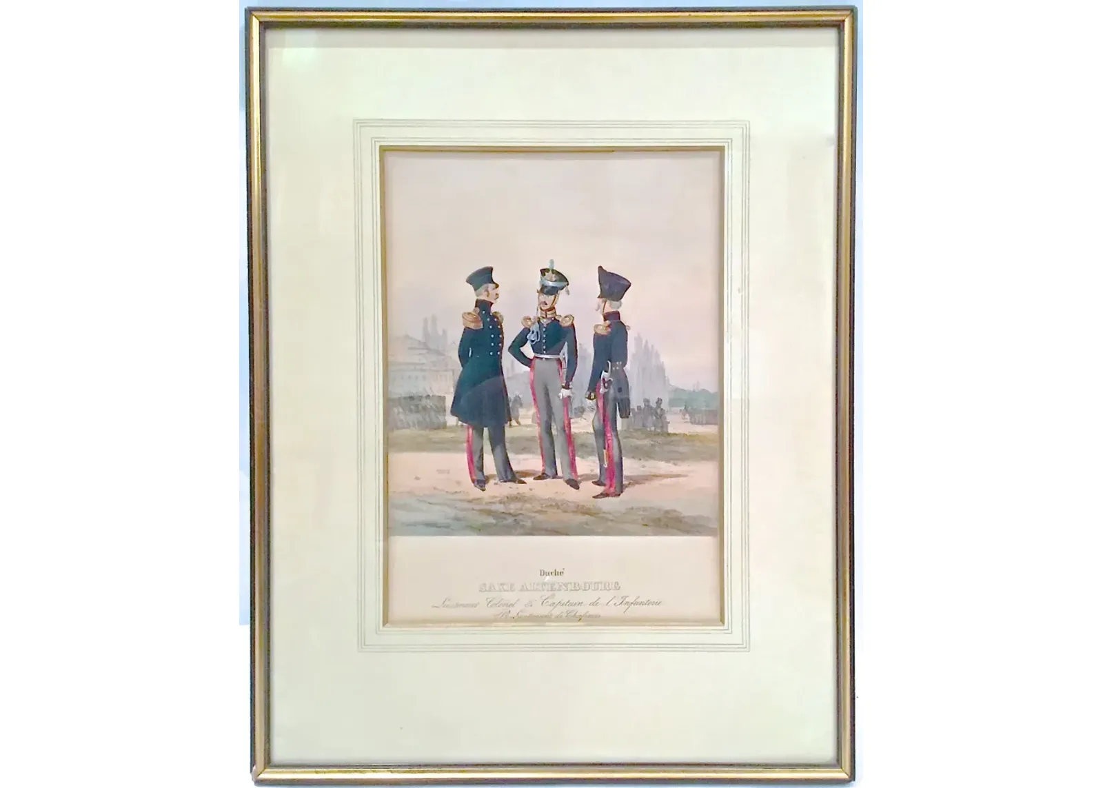 Antique French Soldiers Engraving - Vermilion Designs - Blue