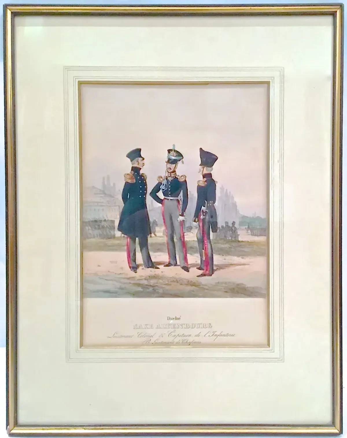 Antique French Soldiers Engraving - Vermilion Designs - Blue