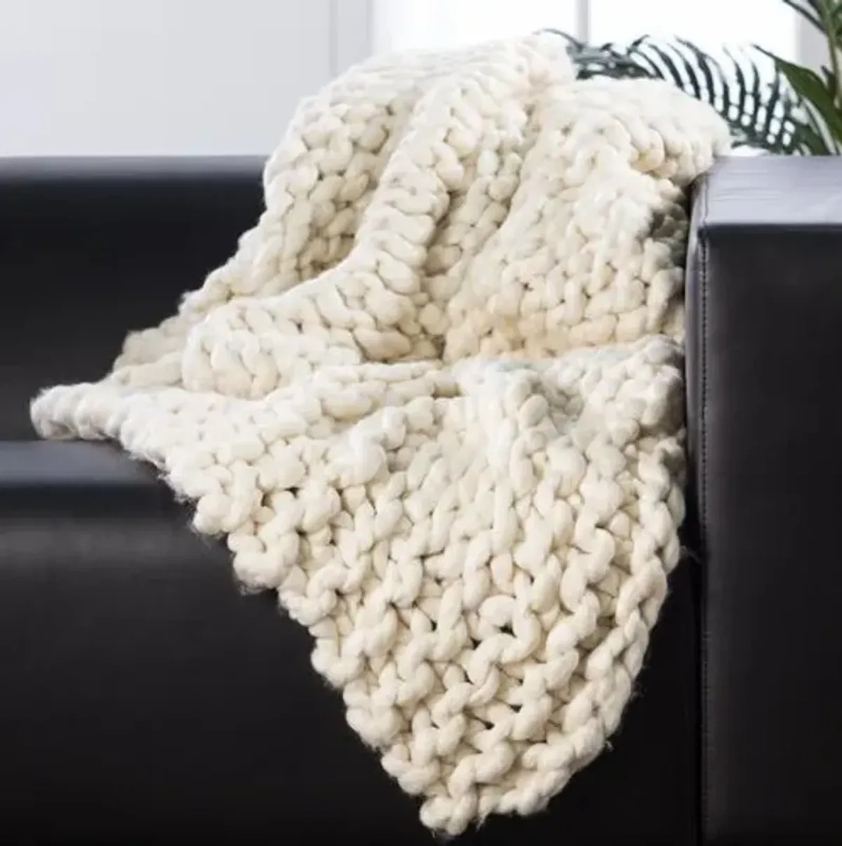 Yaya Cableknit Throw - Ivory