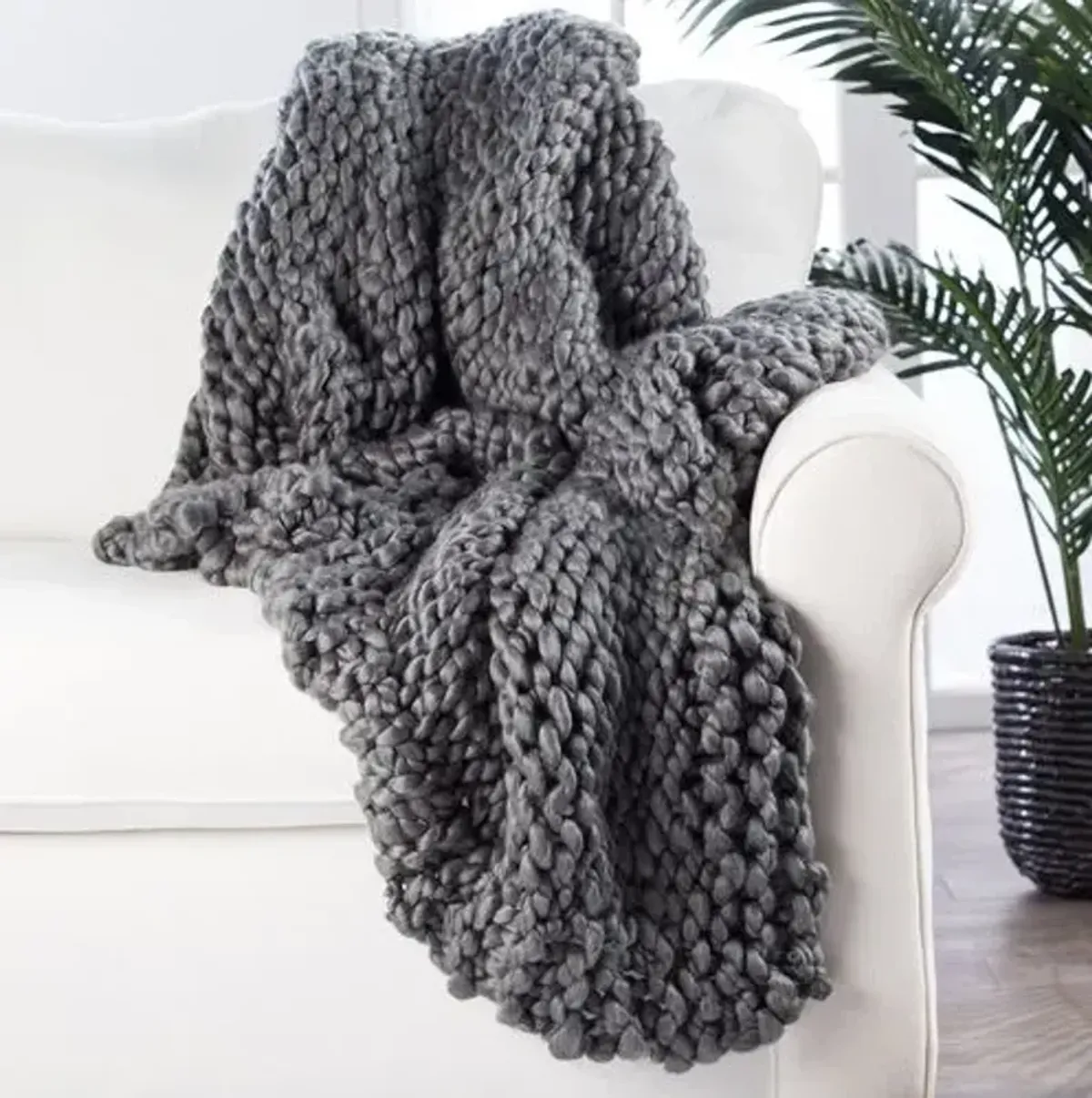 Yaya Cableknit Throw - Gray