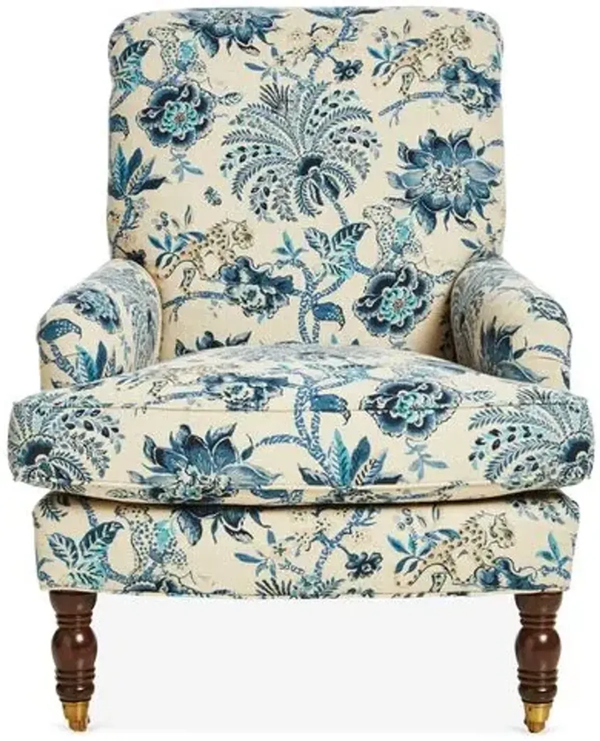 Abigail Club Chair - Indigo/Ivory Linen - Miles Talbott