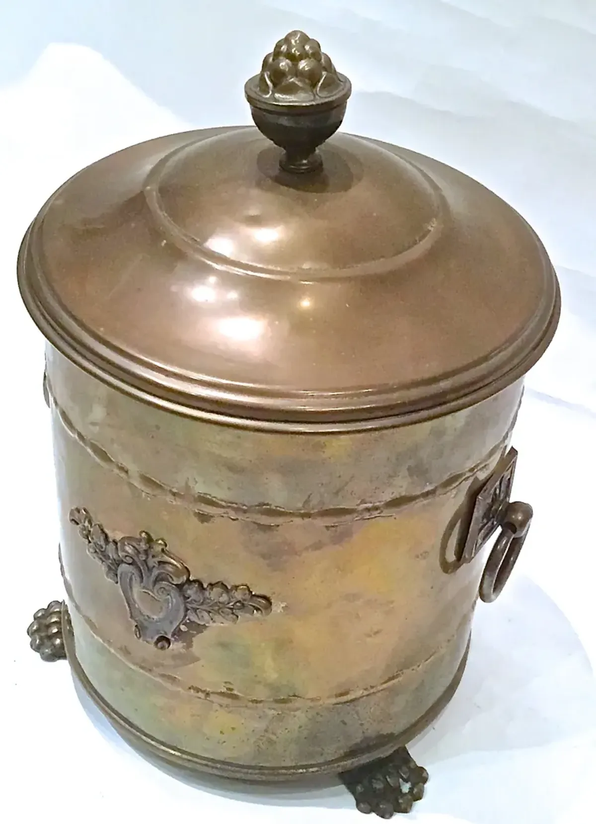 Antique Lidded Brass Coal Hod - Vermilion Designs - Gold