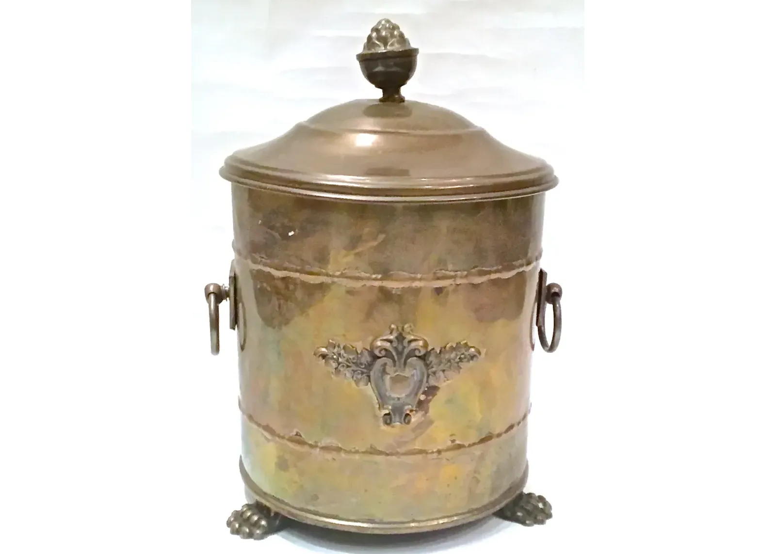 Antique Lidded Brass Coal Hod - Vermilion Designs - Gold