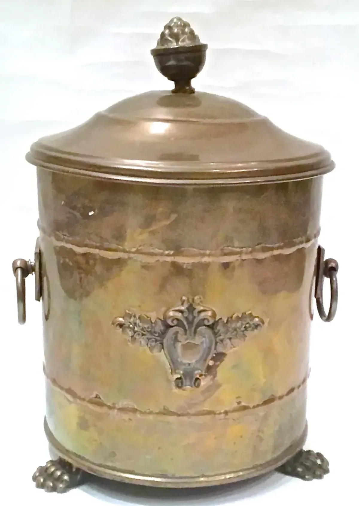 Antique Lidded Brass Coal Hod - Vermilion Designs - Gold