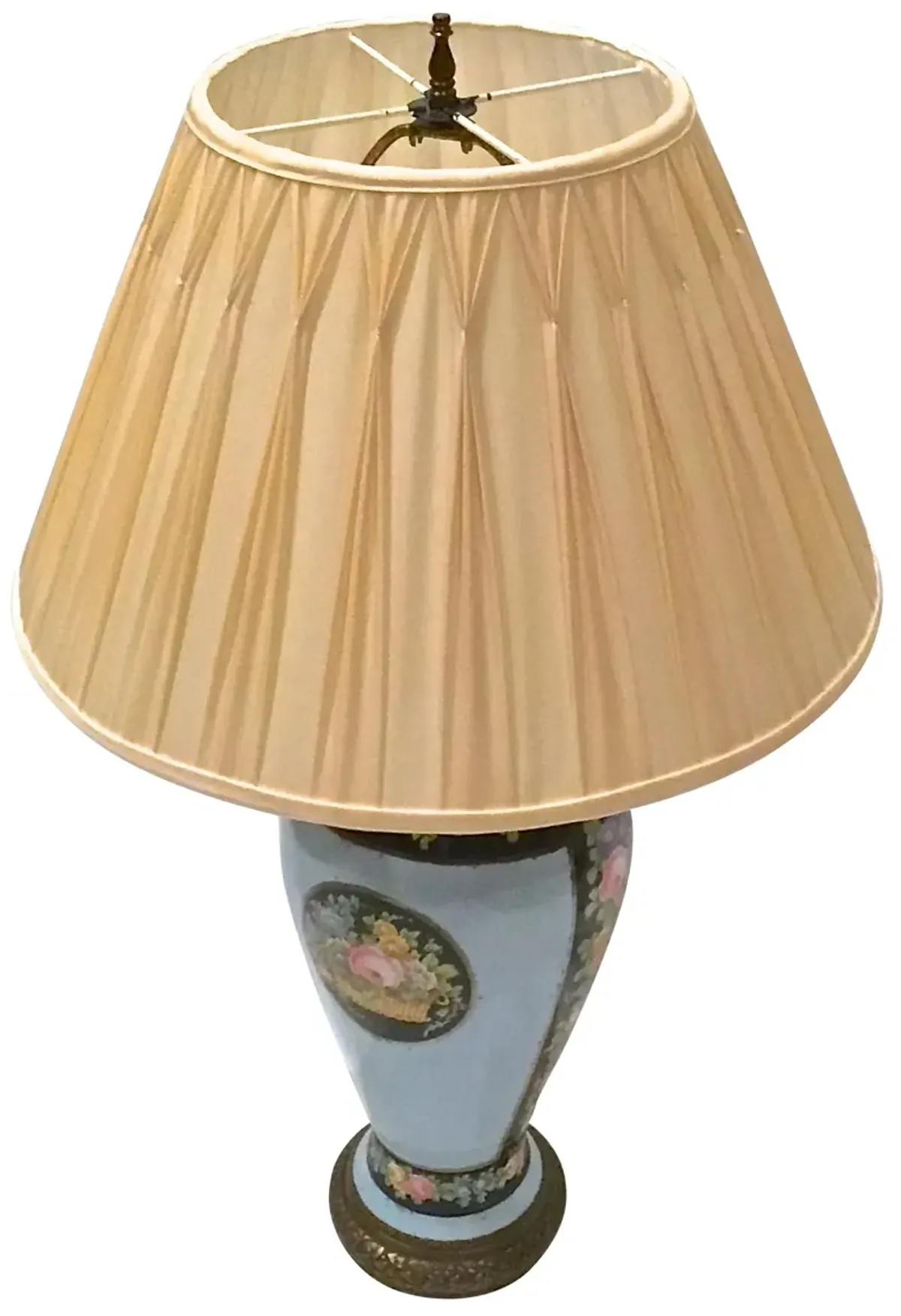 Hand-Painted Porcelain Floral Lamp - Vermilion Designs