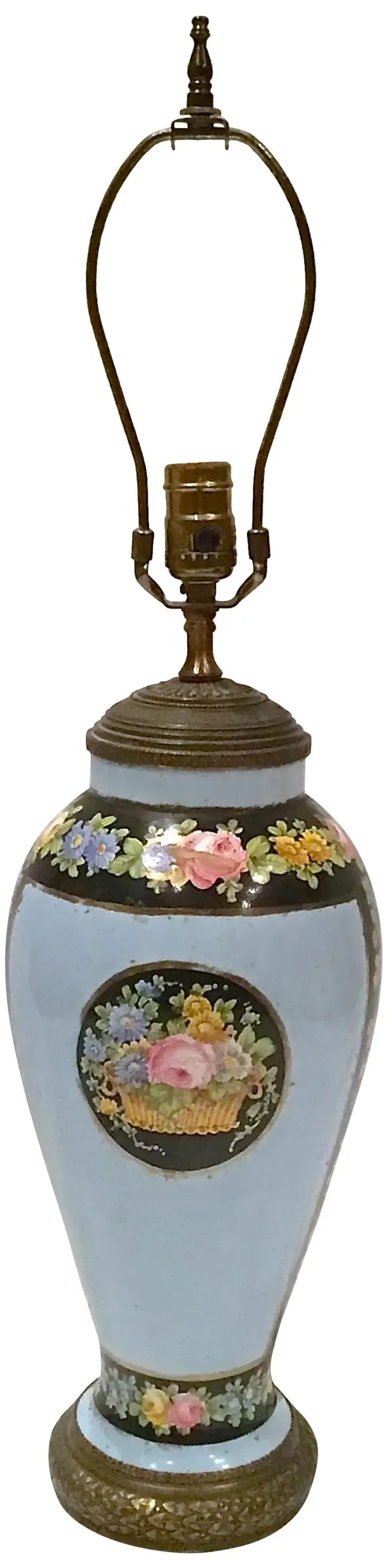 Hand-Painted Porcelain Floral Lamp - Vermilion Designs