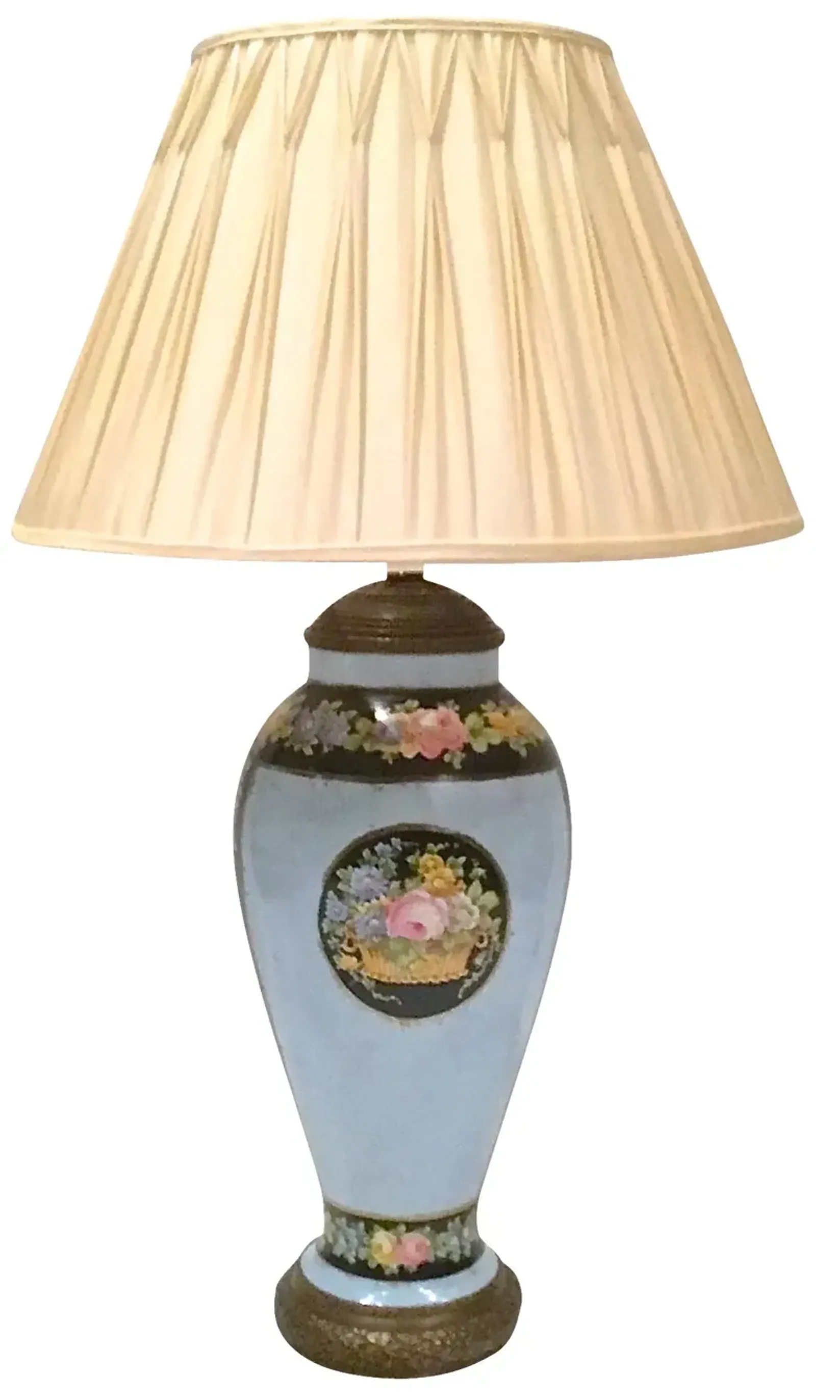 Hand-Painted Porcelain Floral Lamp - Vermilion Designs