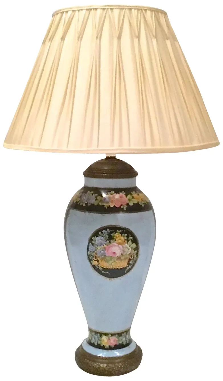 Hand-Painted Porcelain Floral Lamp - Vermilion Designs