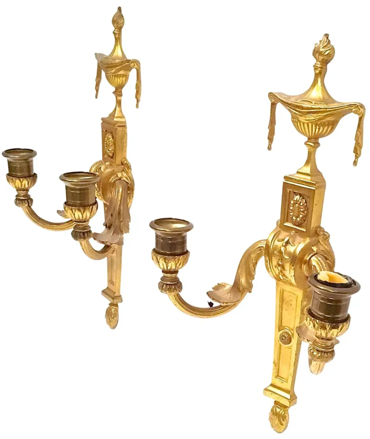 Gilt Empire Wall Candle Sconces - Set of 2 - Vermilion Designs - Gold