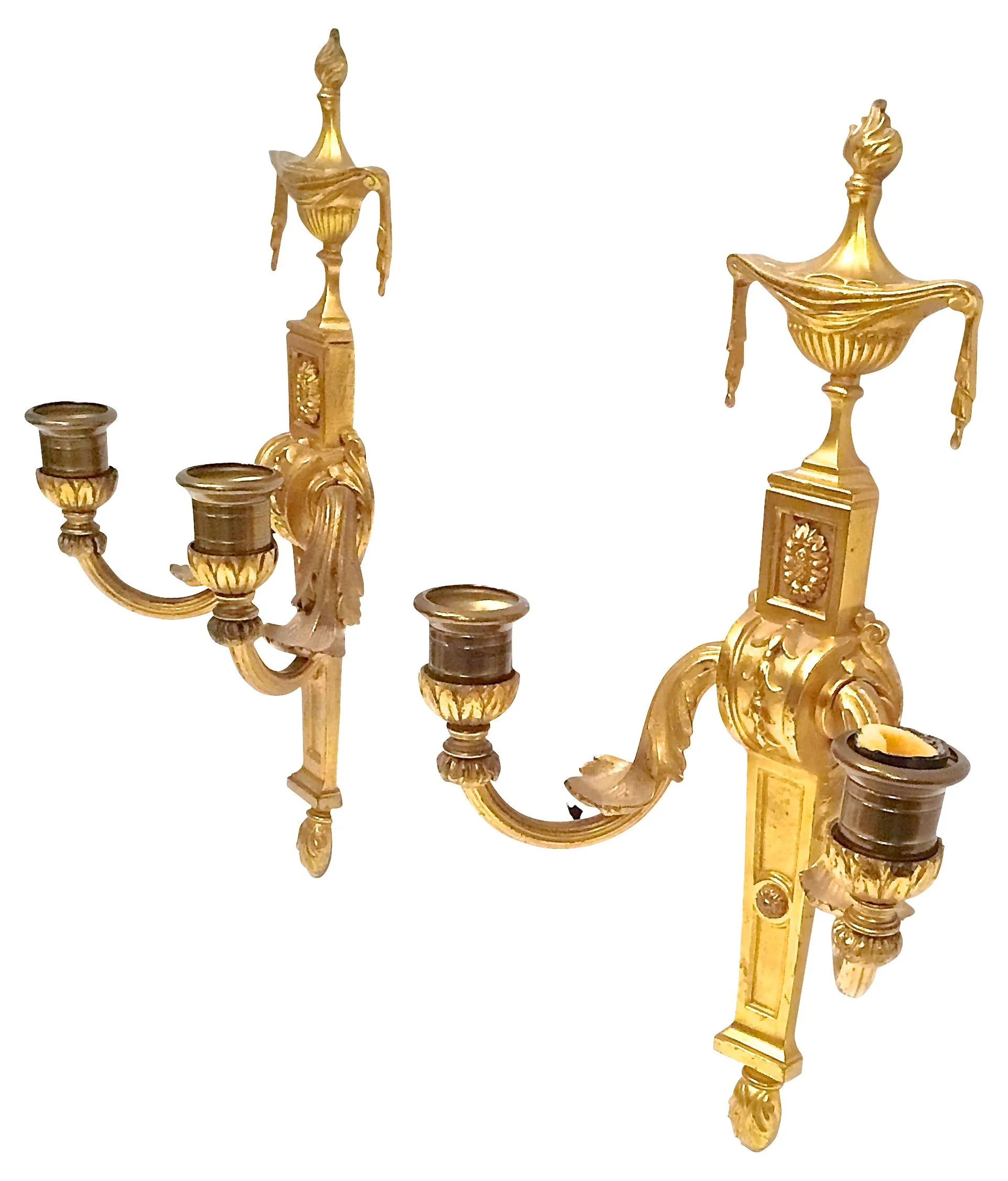 Gilt Empire Wall Candle Sconces - Set of 2 - Vermilion Designs - Gold