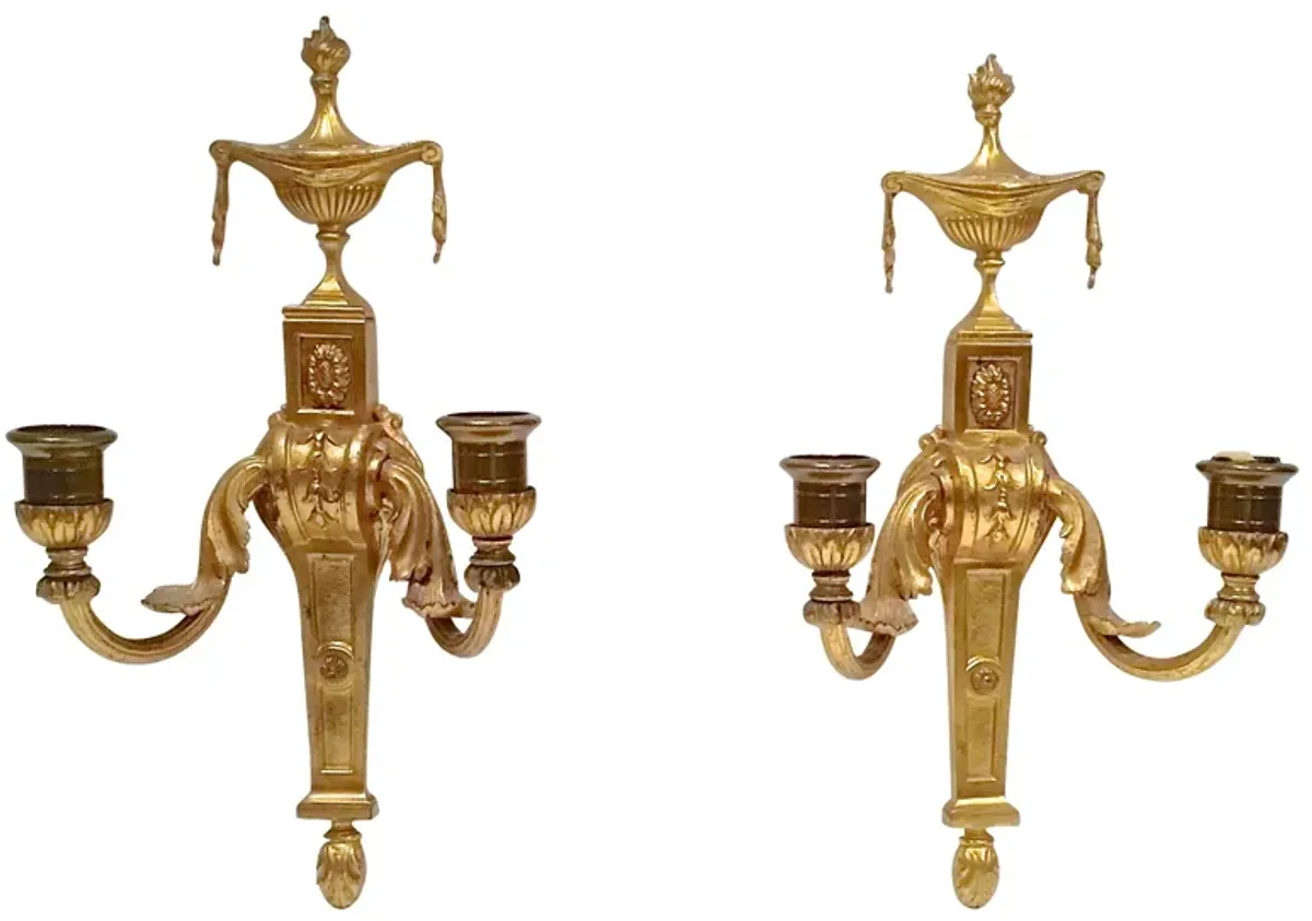 Gilt Empire Wall Candle Sconces - Set of 2 - Vermilion Designs - Gold