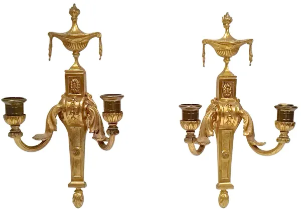 Gilt Empire Wall Candle Sconces - Set of 2 - Vermilion Designs - Gold