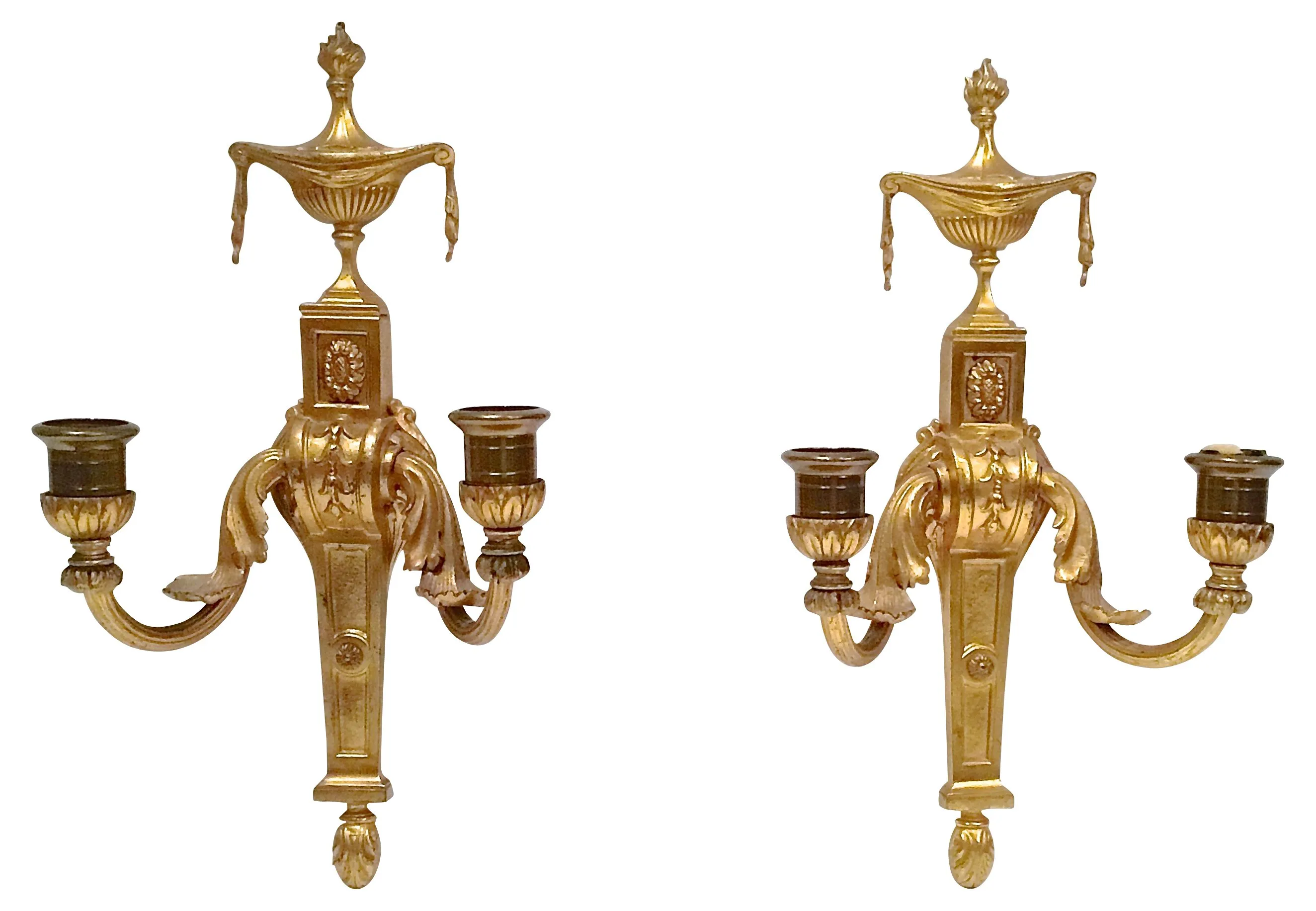 Gilt Empire Wall Candle Sconces - Set of 2 - Vermilion Designs - Gold