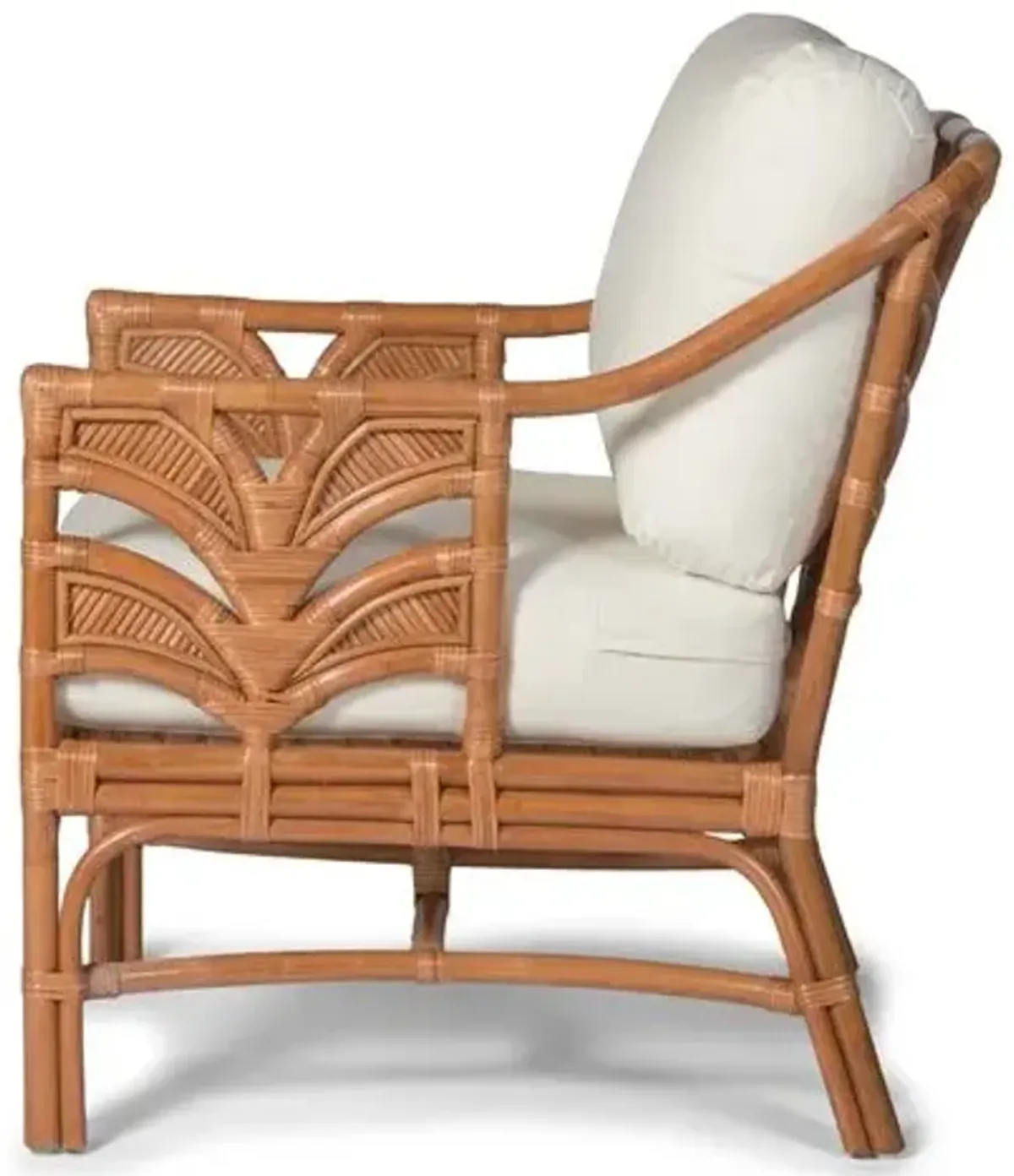 Palm Leaf Rattan Accent Chair - Off-White, Comfortable, Durable, Cushioned