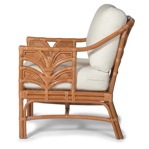 Palm Leaf Rattan Accent Chair - Off-White, Comfortable, Durable, Cushioned