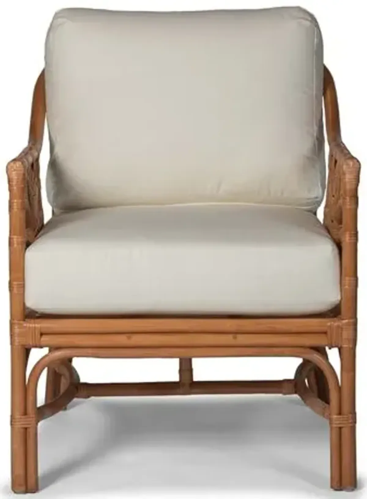 Palm Leaf Rattan Accent Chair - Off-White, Comfortable, Durable, Cushioned