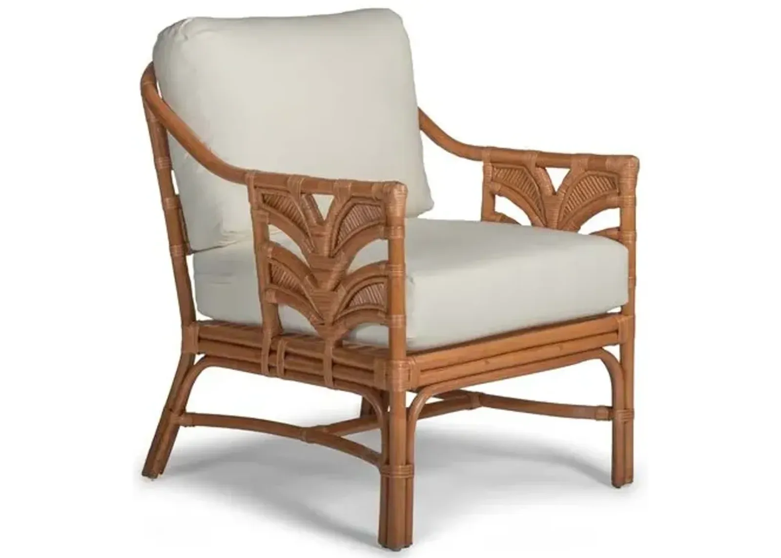 Palm Leaf Rattan Accent Chair - Off-White, Comfortable, Durable, Cushioned