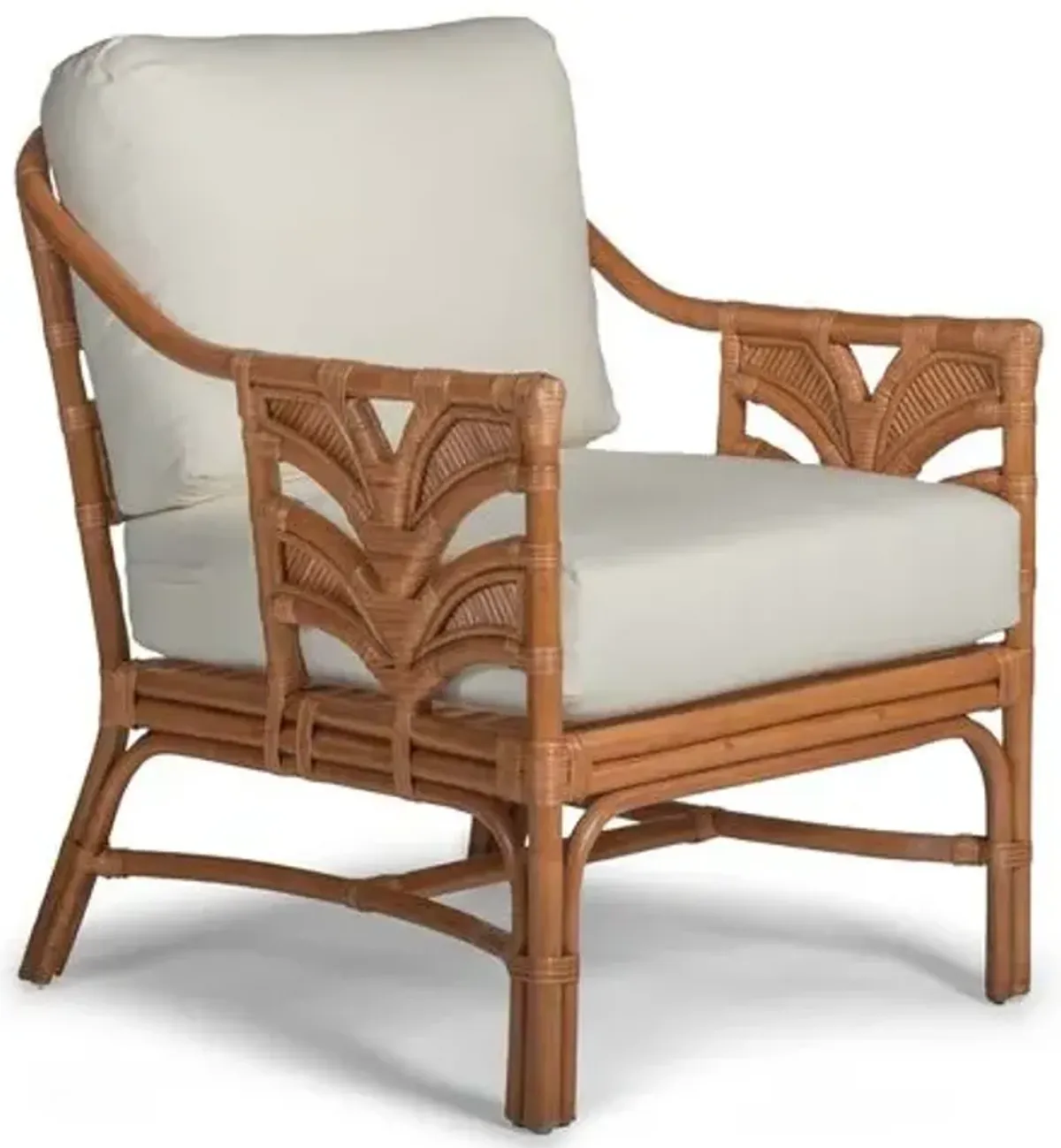 Palm Leaf Rattan Accent Chair - Off-White, Comfortable, Durable, Cushioned